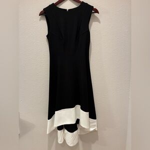 Tommy Hilfiger Black and White Sleeveless High Low Dress Classic